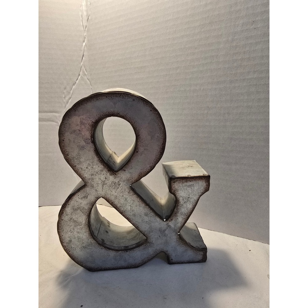 Rustic Galvanized Metal Ampersand Sign Industrial Wall Decor Shelf Sitter /0576